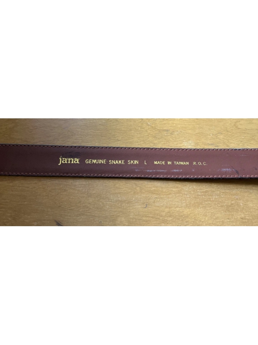 Vintage JANA Black Genuine Snake Skin Belt Gold Buckle Size L Taiwan R.O.C. - Picture 4 of 8